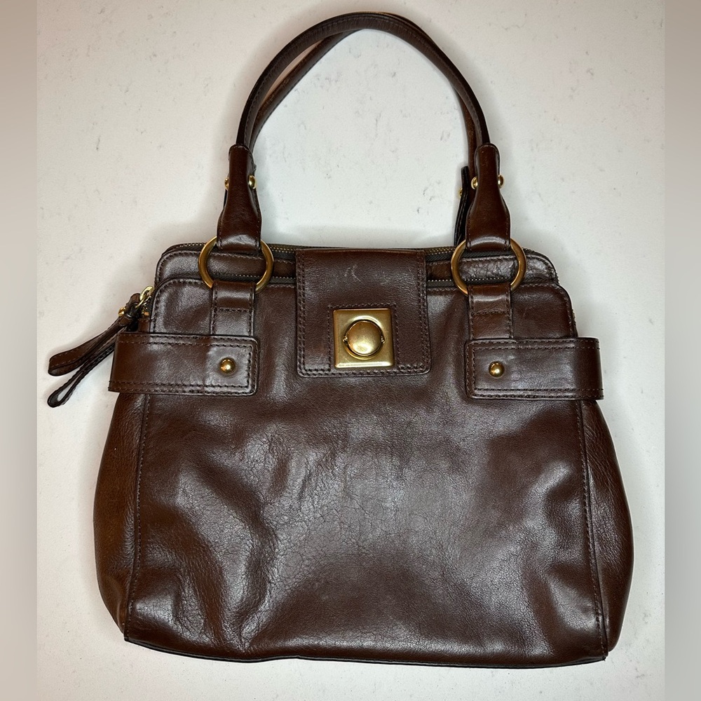 Banana Republic Smooth Dark Brown Leather Satchel Purse